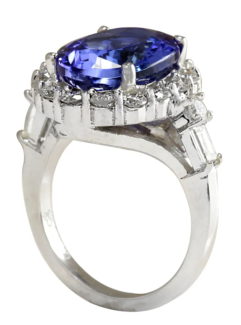 8.15 Carat Natural Tanzanite 14K White Gold Diamond Ring