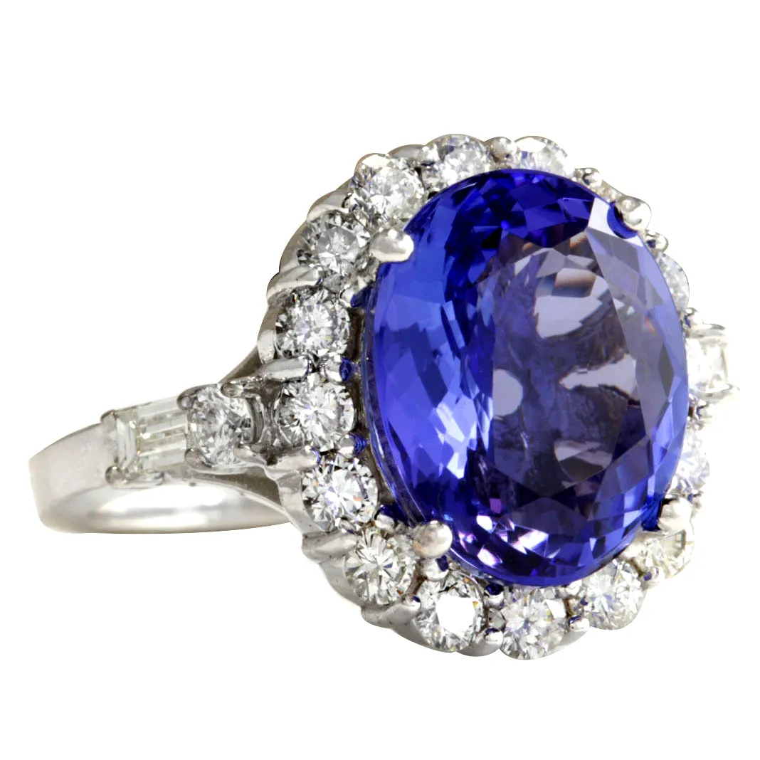 8.15 Carat Natural Tanzanite 14K White Gold Diamond Ring
