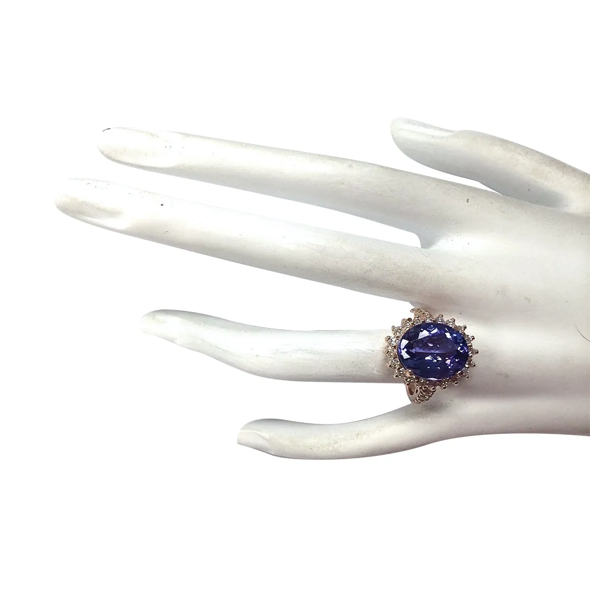 8.44 Carat Natural Tanzanite 14K Rose Gold Diamond Ring