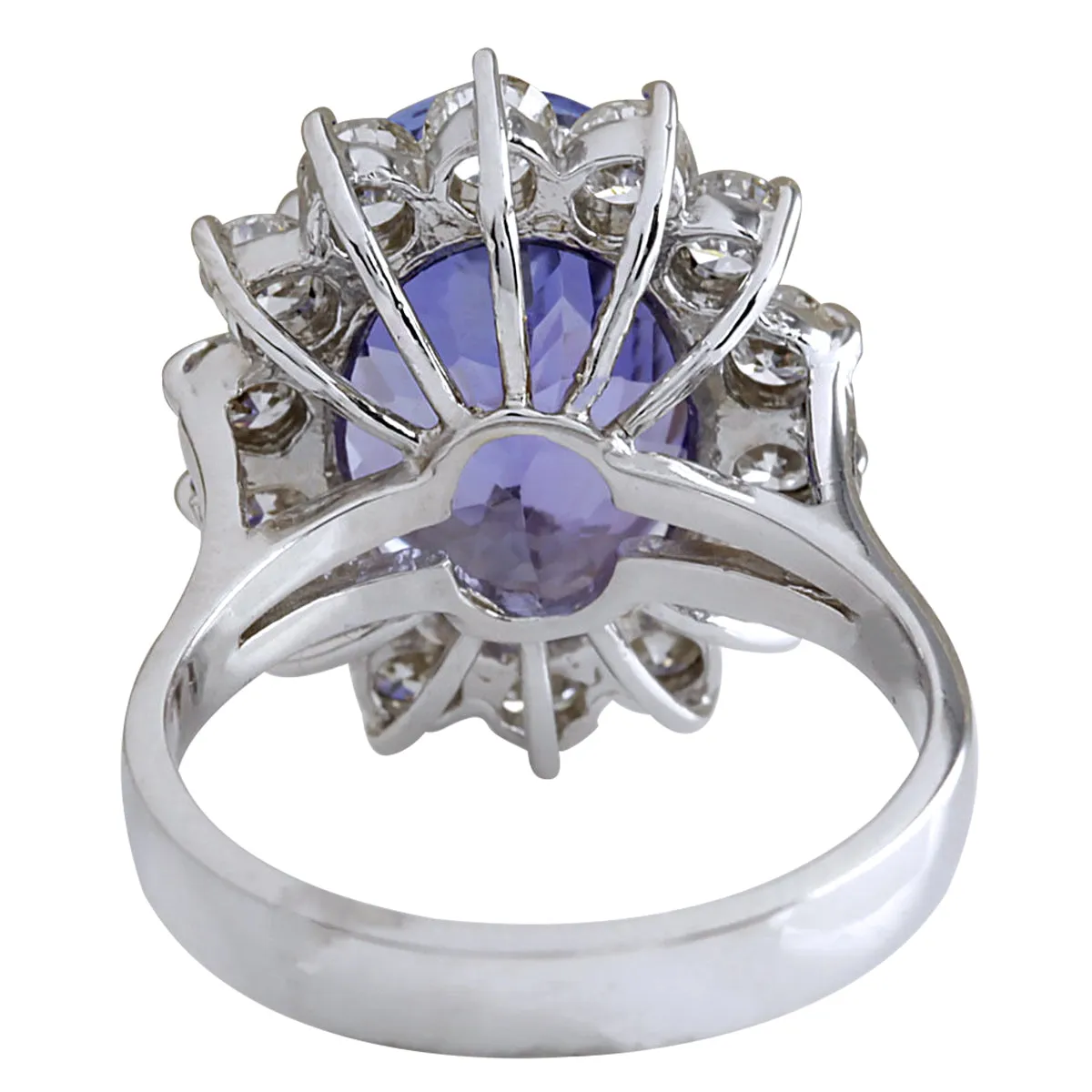 8.65 Carat Natural Tanzanite 14K White Gold Diamond Ring