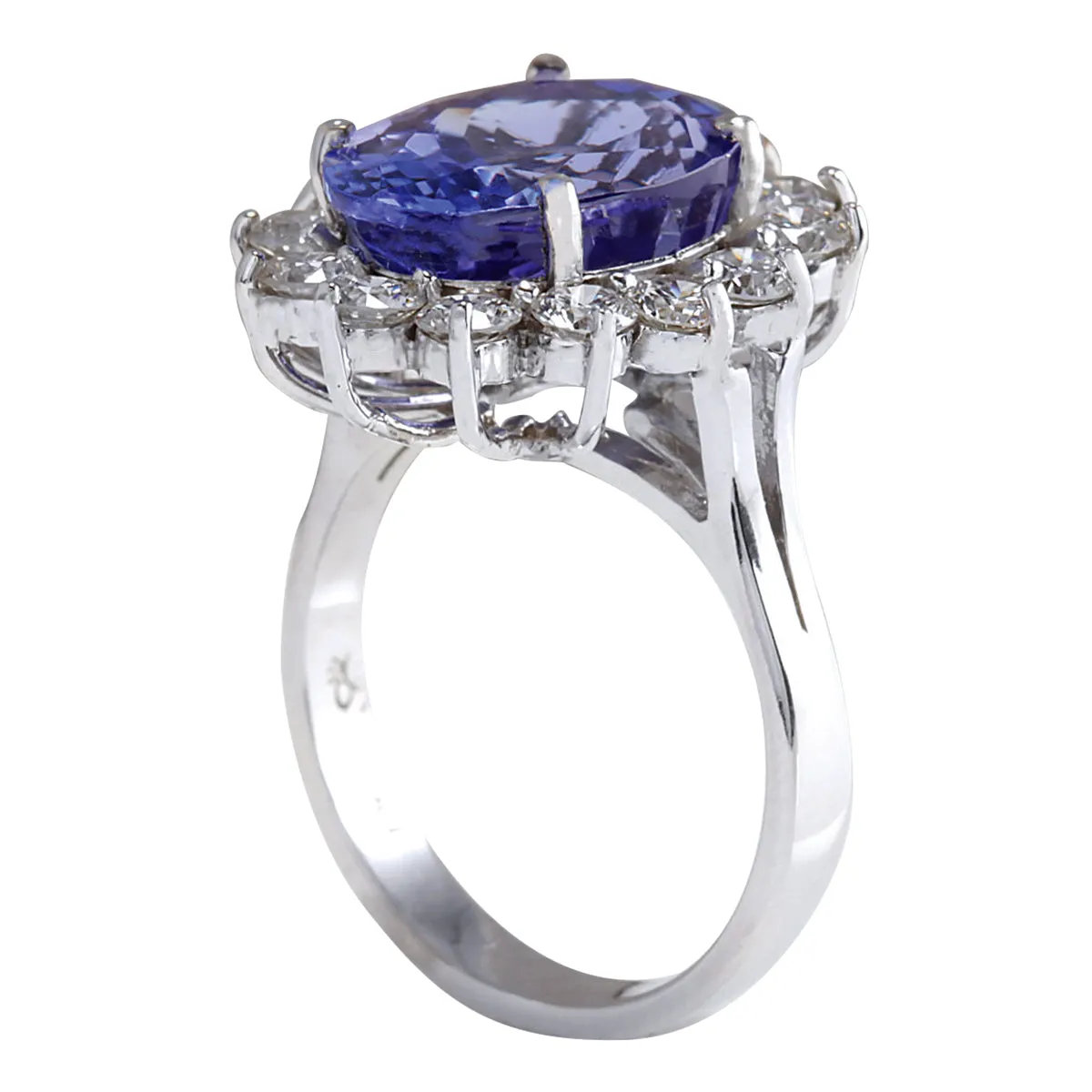 8.65 Carat Natural Tanzanite 14K White Gold Diamond Ring