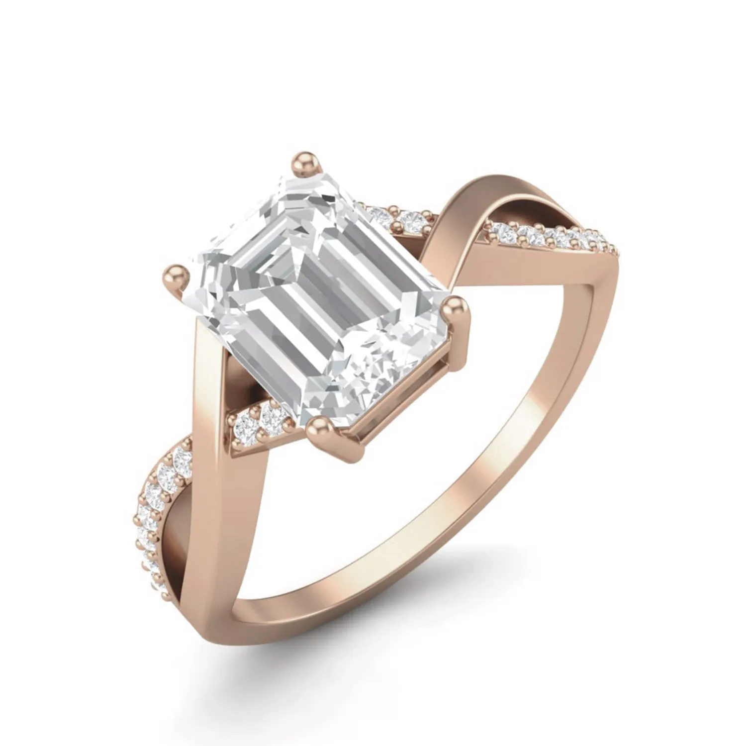 8X6MM octagon Shape Moissanite Split Shank Ring
