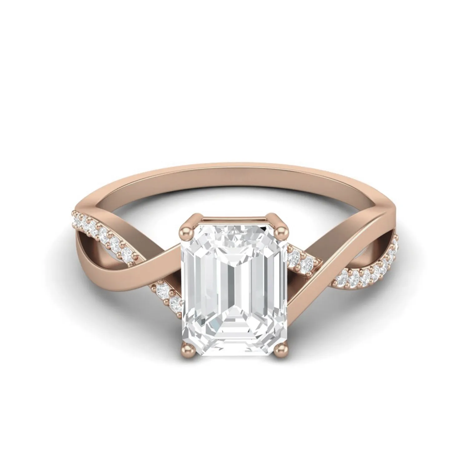 8X6MM octagon Shape Moissanite Split Shank Ring