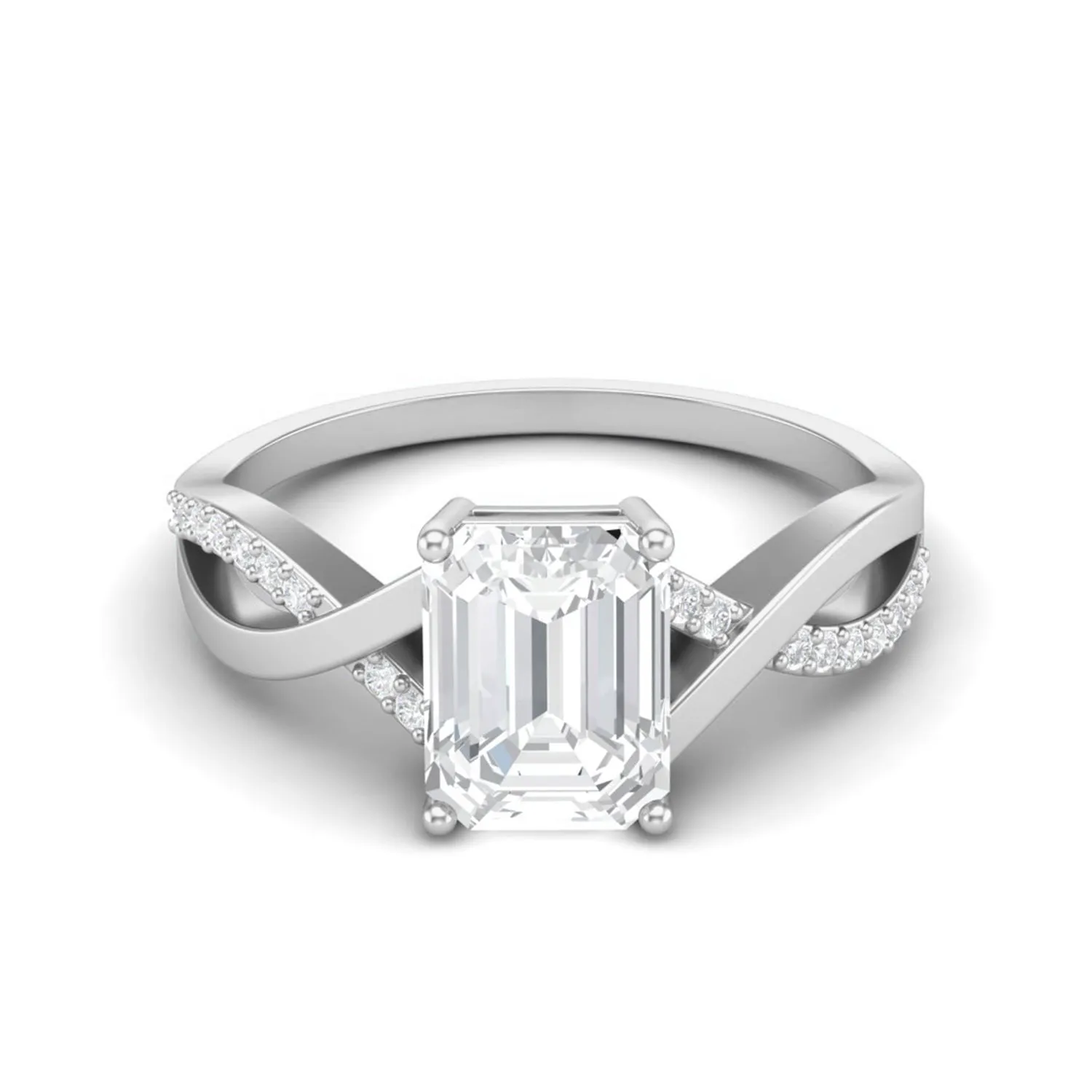 8X6MM octagon Shape Moissanite Split Shank Ring