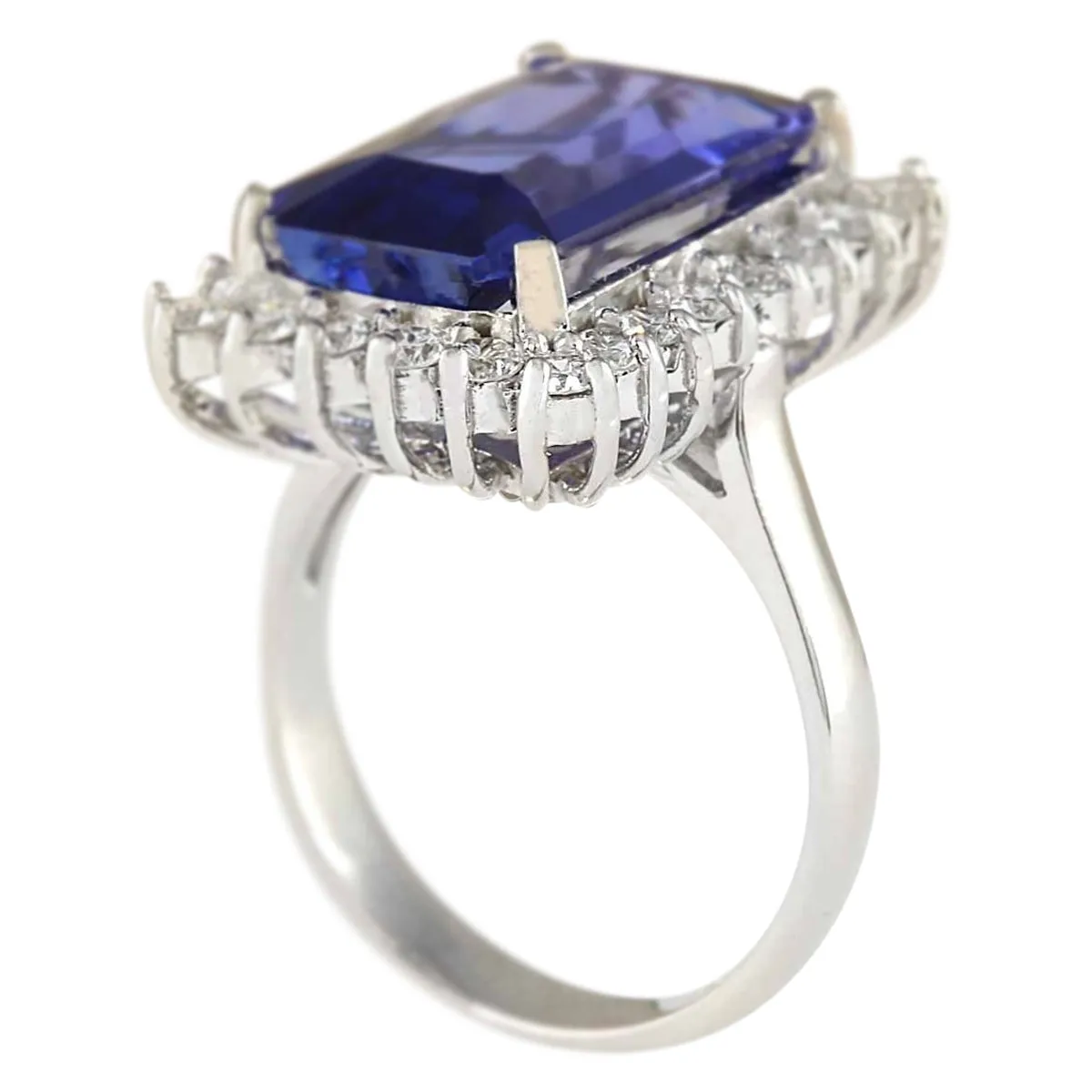 9.05 Carat Natural Tanzanite 14K White Gold Diamond Ring