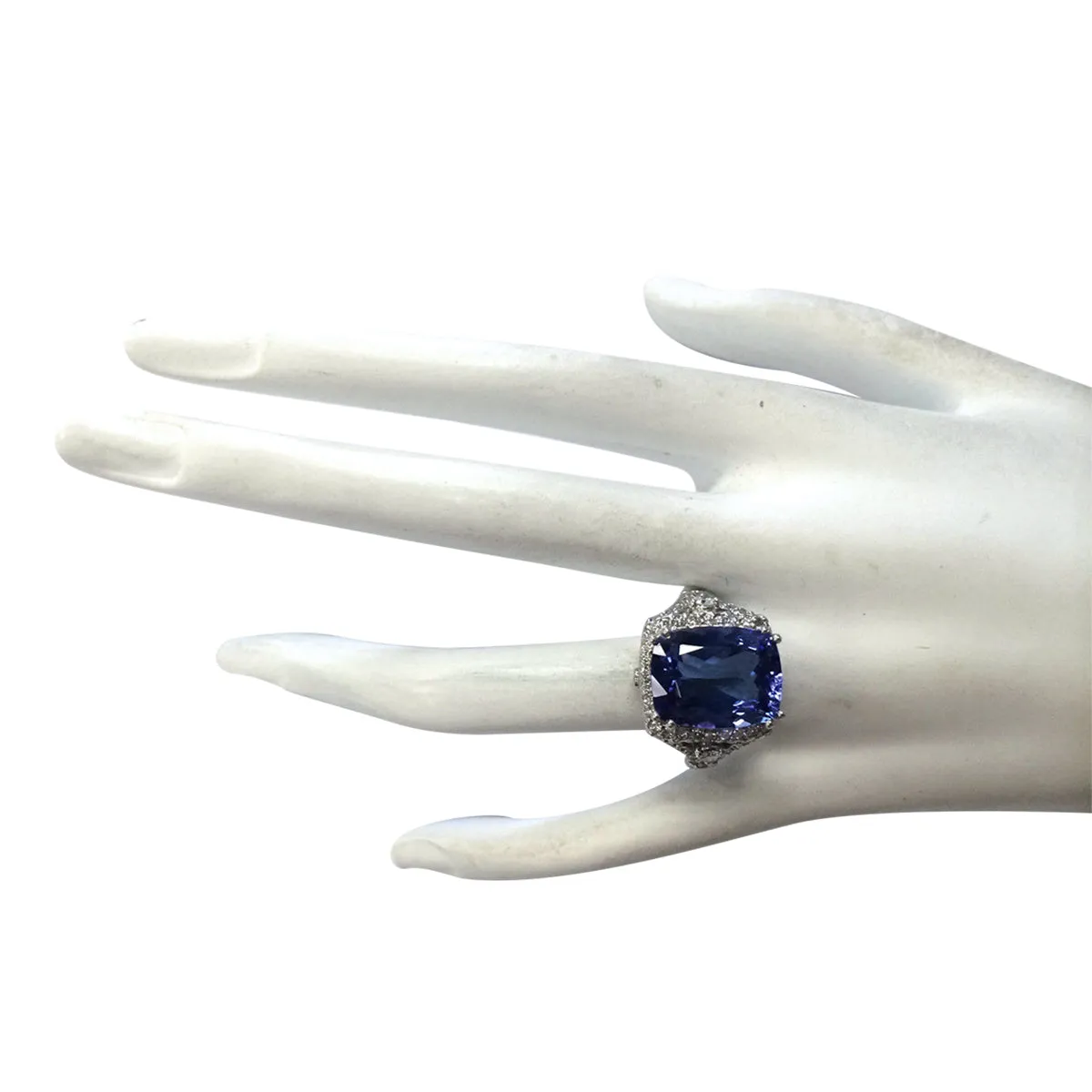 9.14 Carat Natural Tanzanite 14K White Gold Diamond Ring