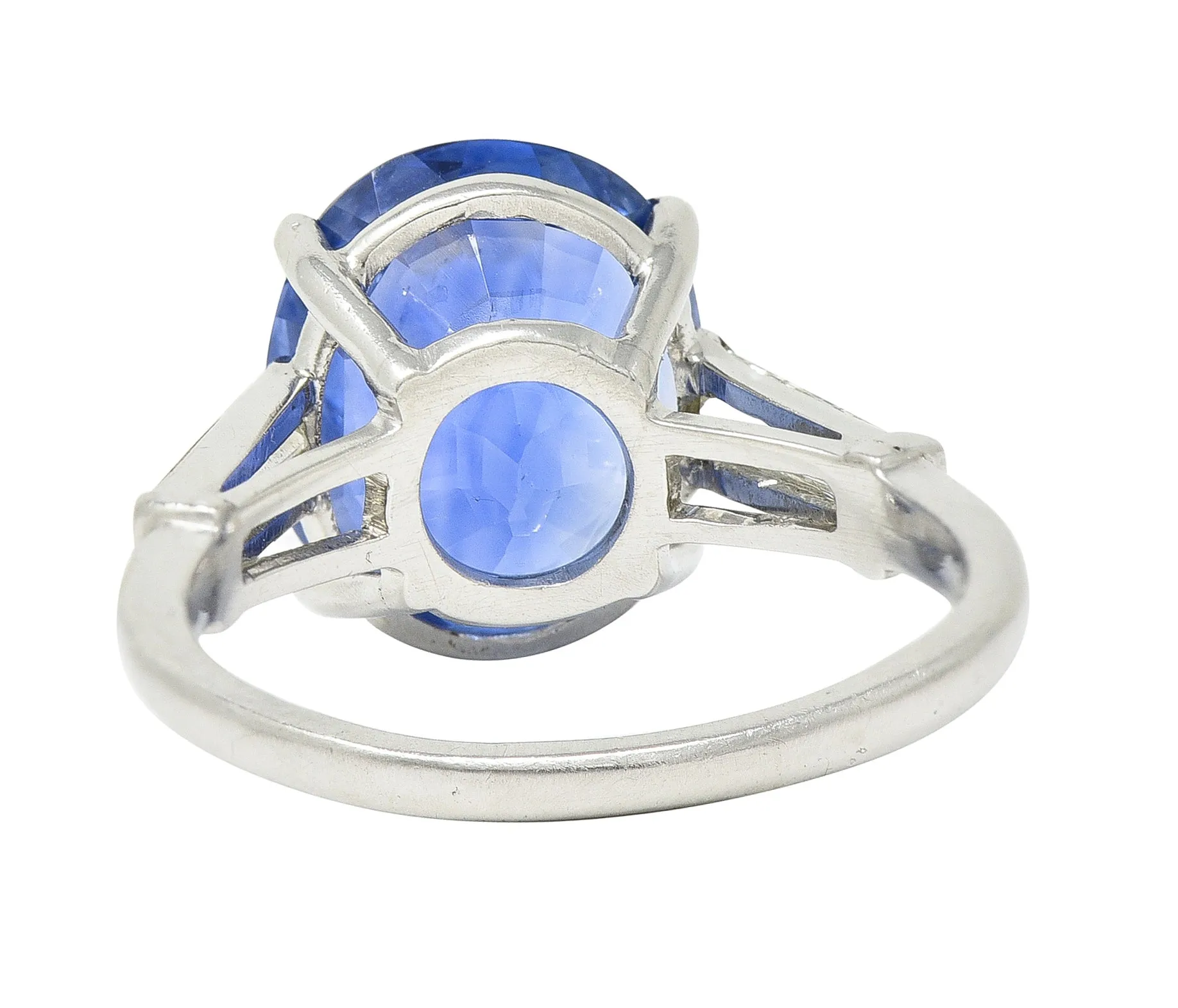 9.19 CTW No Heat Ceylon Sapphire Diamond Platinum Vintage Three Stone Ring GIA
