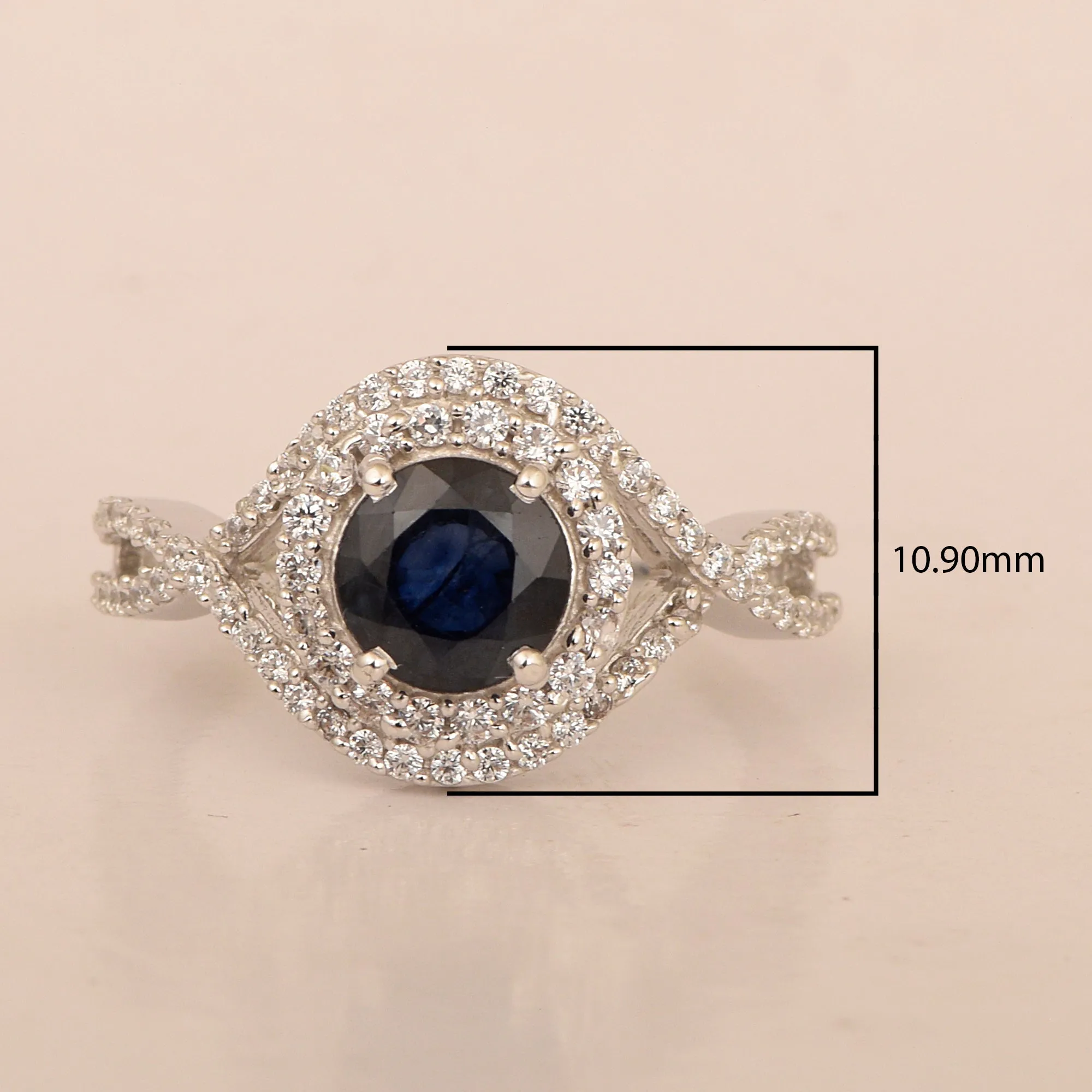 925 Sterling Silver 1.50 Ctw Blue Sapphire Women Wedding Rings