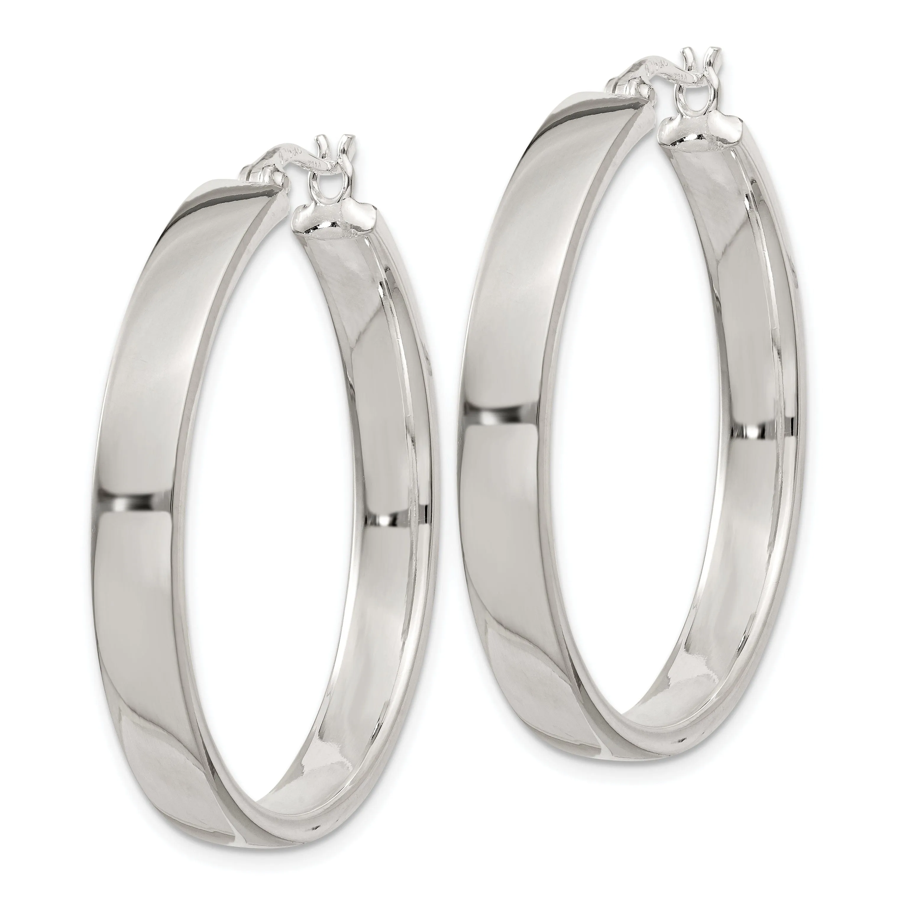 925 Sterling Silver 5x31mm Hoop Earrings