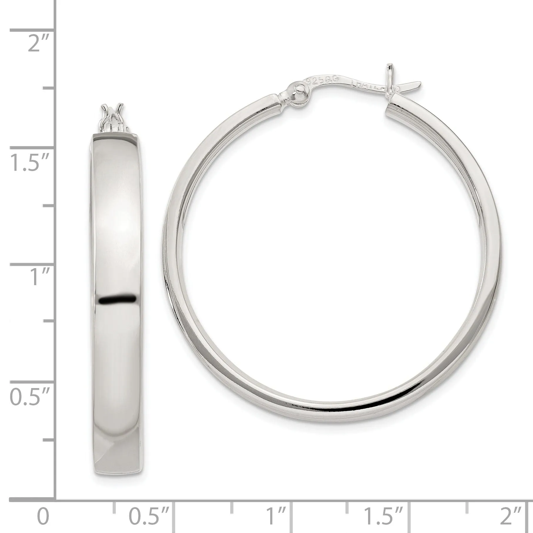 925 Sterling Silver 5x31mm Hoop Earrings