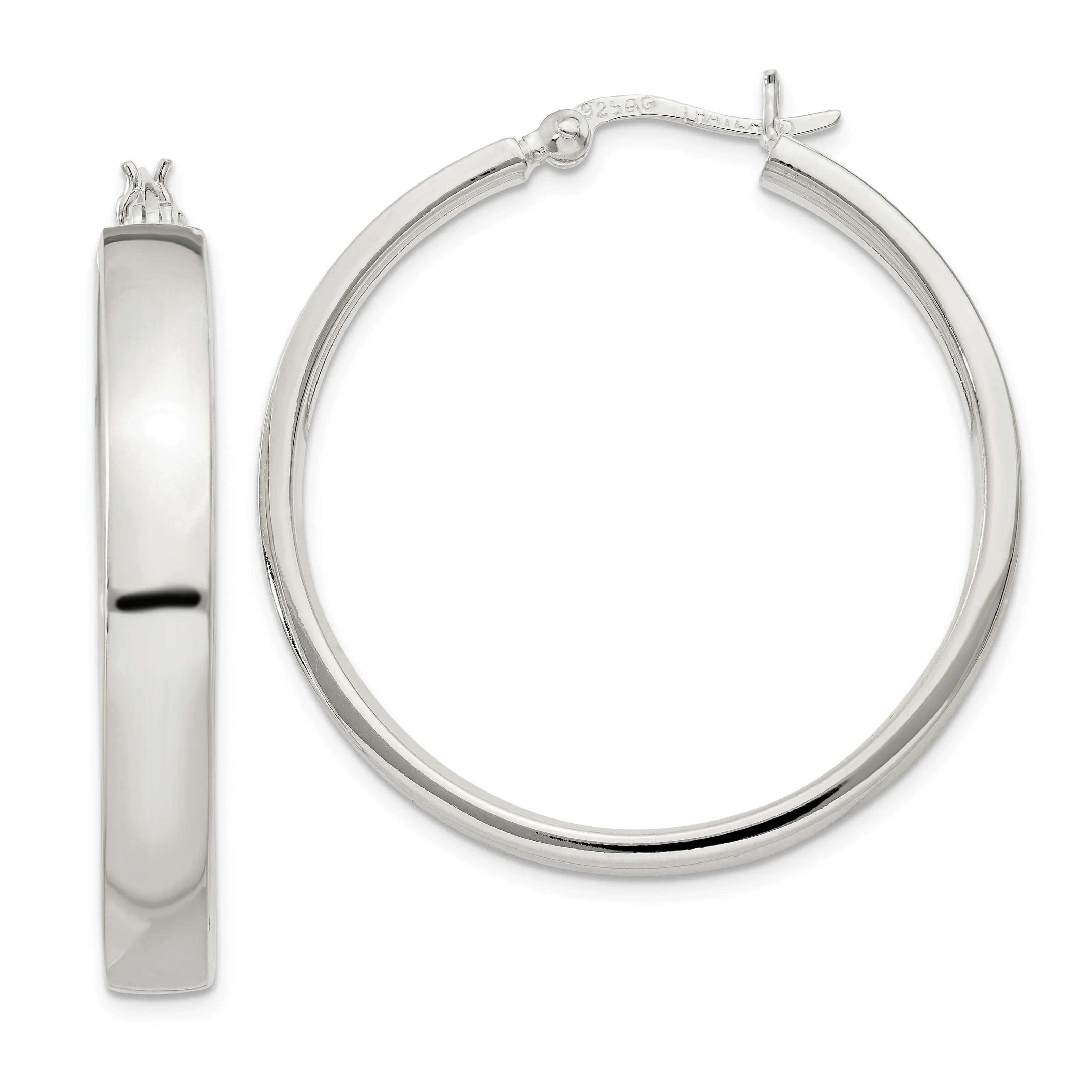 925 Sterling Silver 5x31mm Hoop Earrings