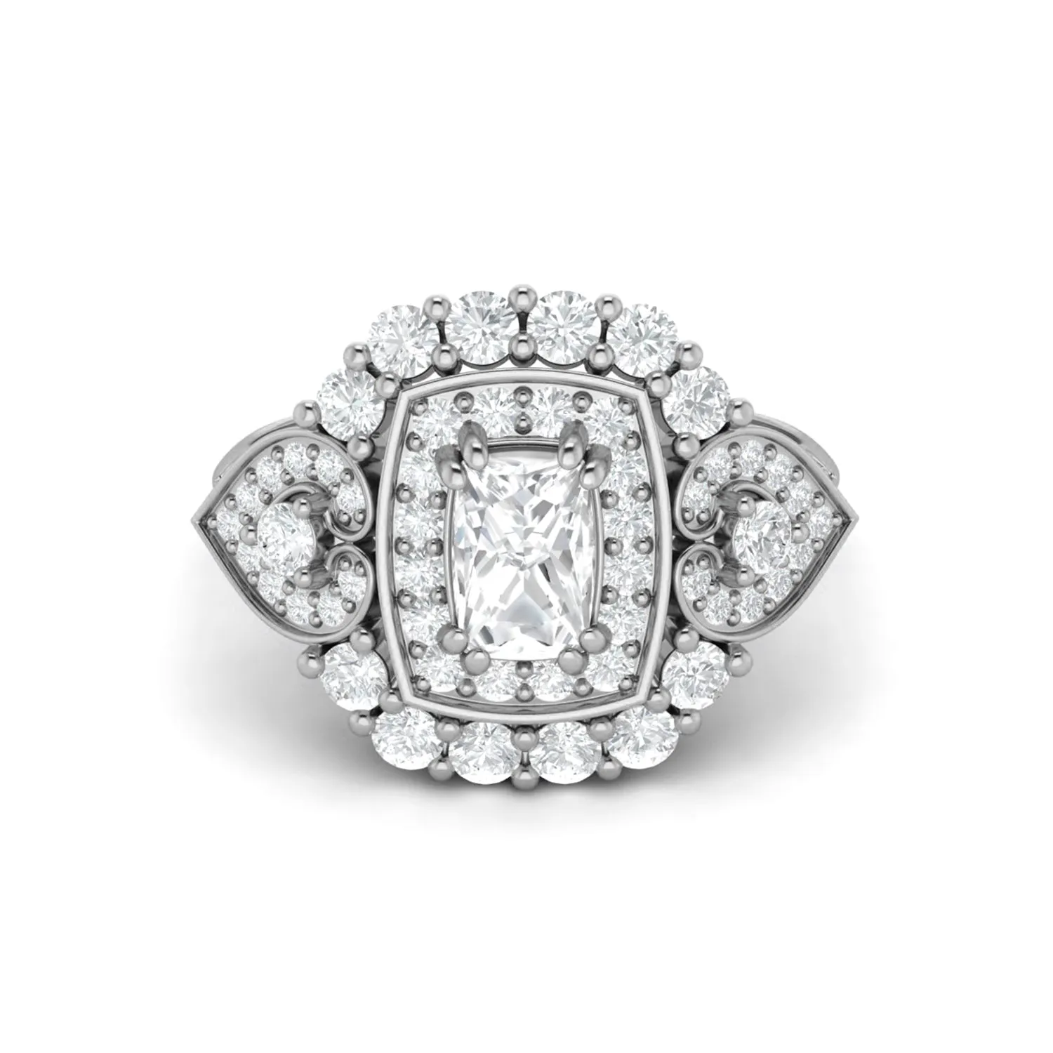 925 Sterling Silver Cushion 6X4mm Moissanite Diamond Women Cocktail Ring