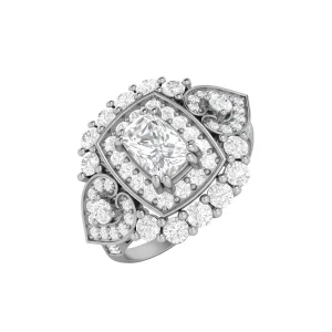 925 Sterling Silver Cushion 6X4mm Moissanite Diamond Women Cocktail Ring