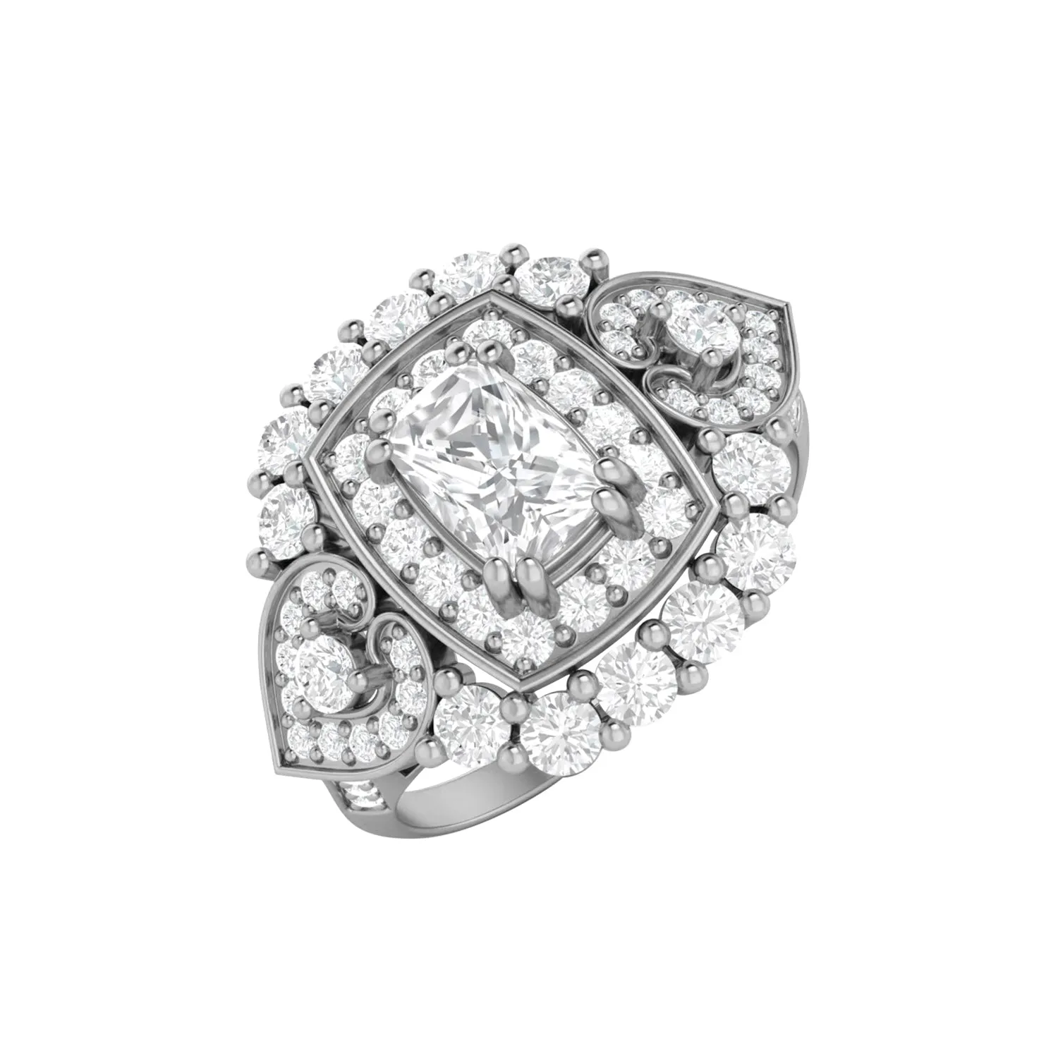 925 Sterling Silver Cushion 6X4mm Moissanite Diamond Women Cocktail Ring