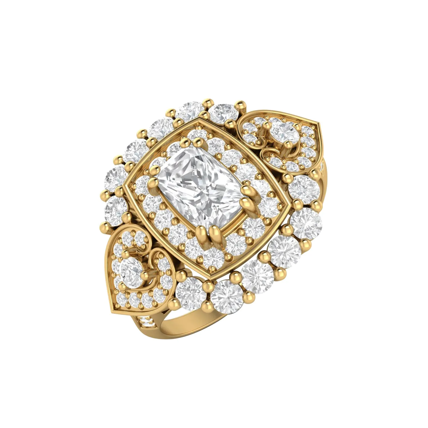 925 Sterling Silver Cushion 6X4mm Moissanite Diamond Women Cocktail Ring