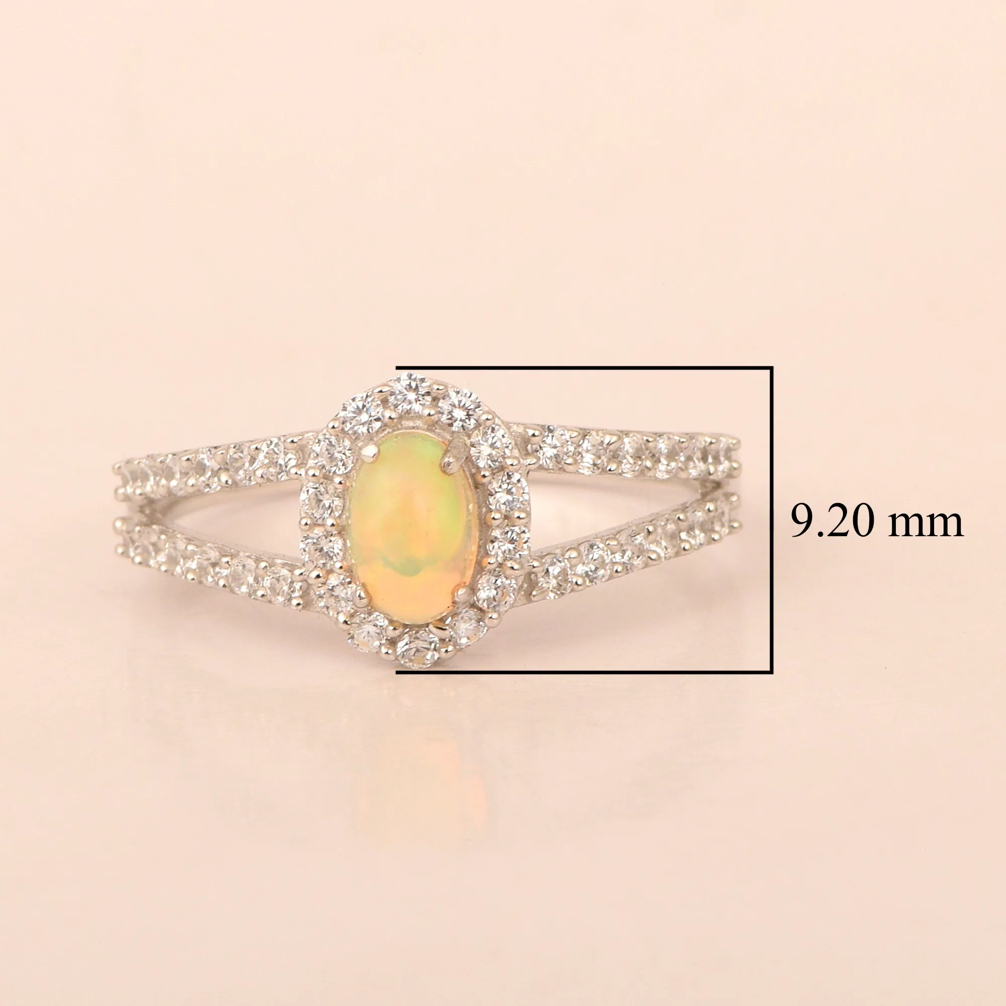 925 Sterling Silver Oval 0.50 Ctw Opal Women Engagement Ring