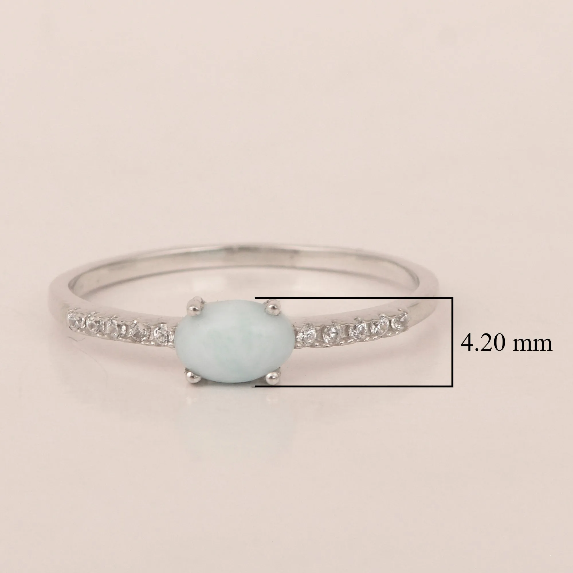 925 Sterling Silver Oval 0.65 Ctw Larimar Women Wedding Ring