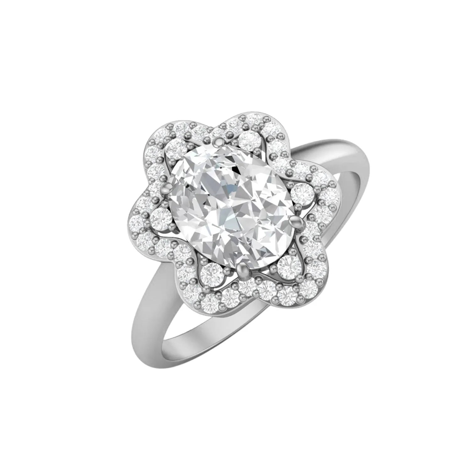925 Sterling Silver Oval 8x6mm Natural Moissanite Diamond Women Engagement Ring