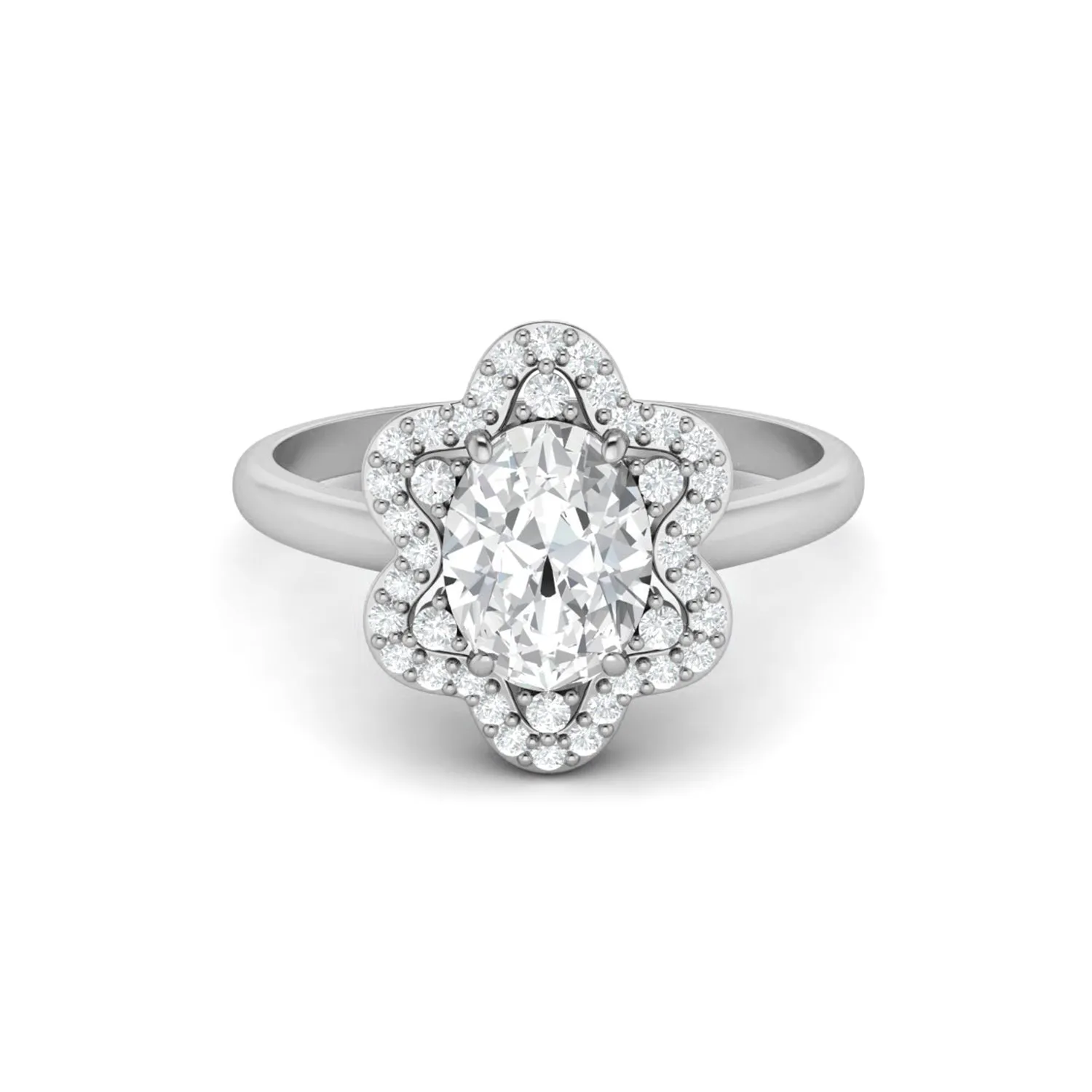 925 Sterling Silver Oval 8x6mm Natural Moissanite Diamond Women Engagement Ring
