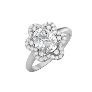 925 Sterling Silver Oval 8x6mm Natural Moissanite Diamond Women Engagement Ring