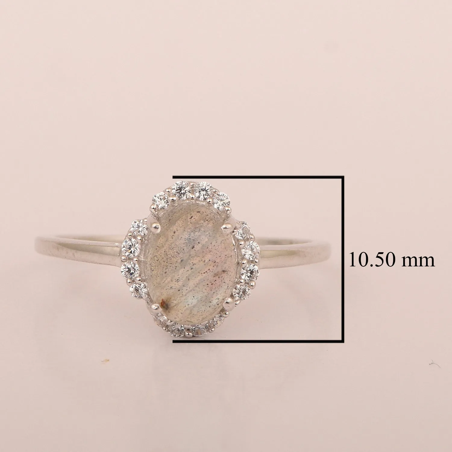 925 Sterling Silver Oval Shape 8X6 MM Labradorite Women Engagement Ring