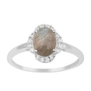 925 Sterling Silver Oval Shape 8X6 MM Labradorite Women Engagement Ring
