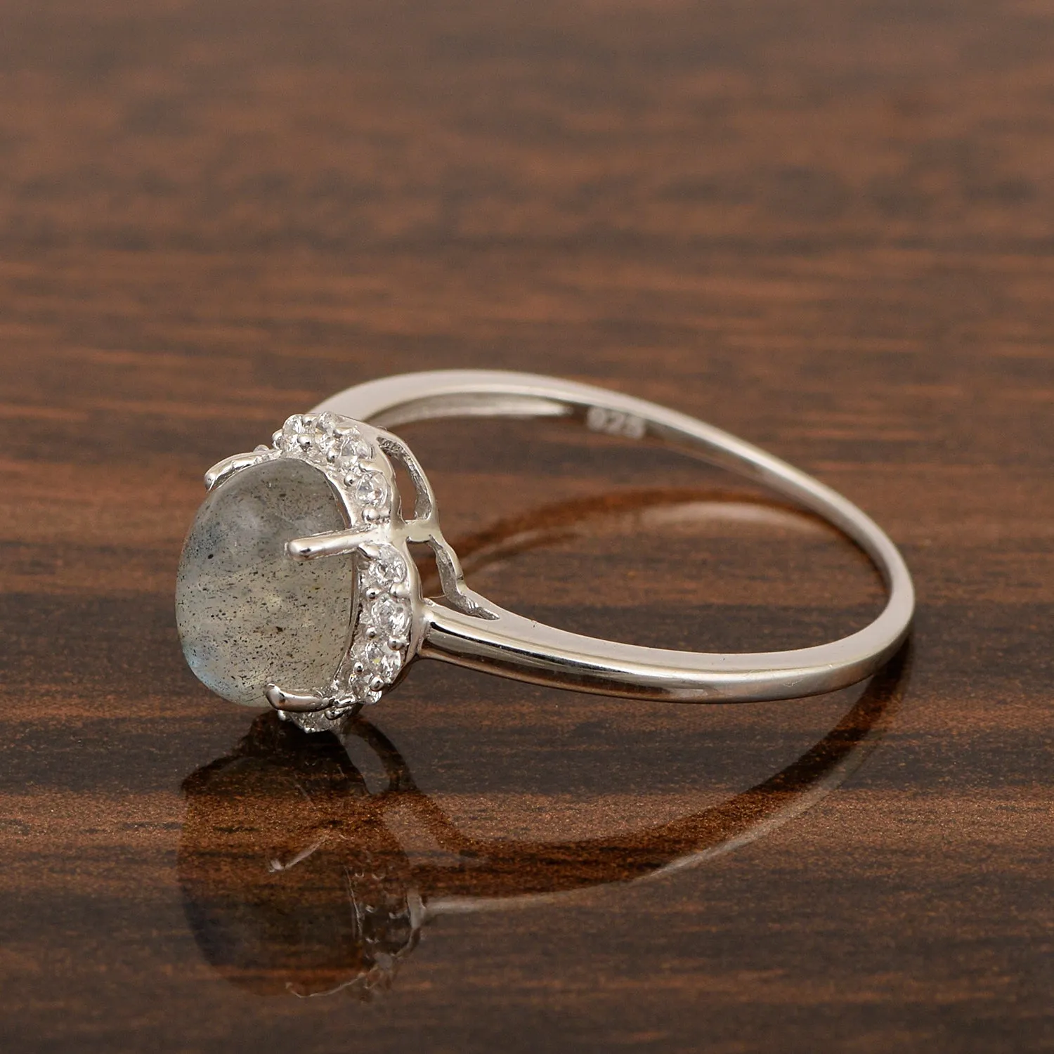 925 Sterling Silver Oval Shape 8X6 MM Labradorite Women Engagement Ring