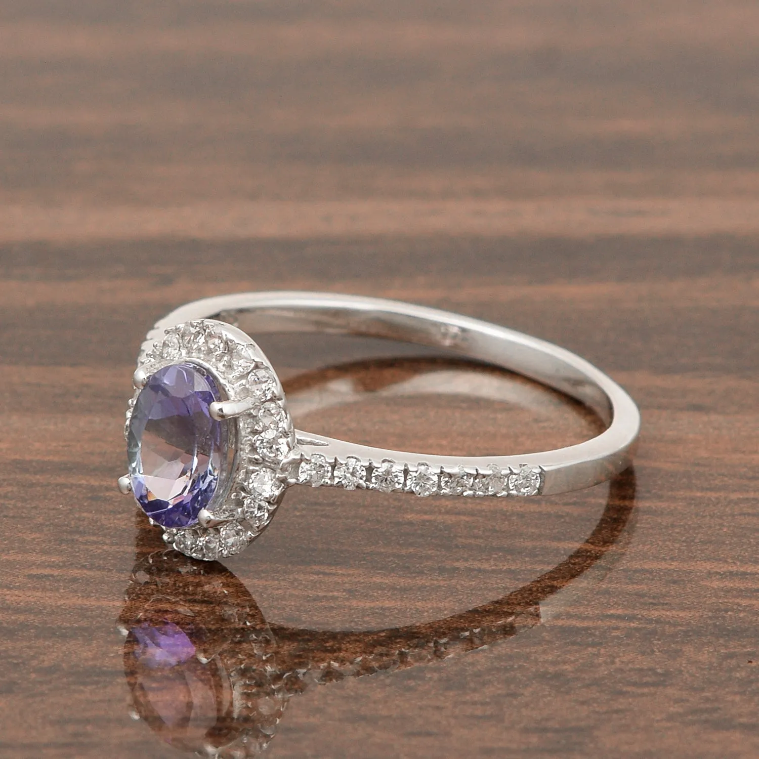 925 Sterling Silver Oval Tanzanite Women's Solitaire Ring