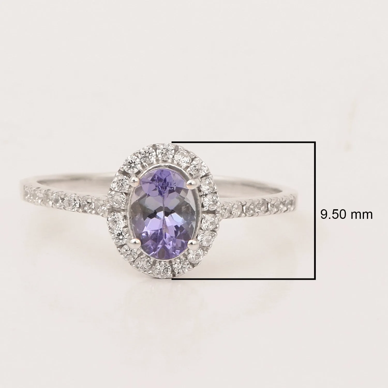 925 Sterling Silver Oval Tanzanite Women's Solitaire Ring
