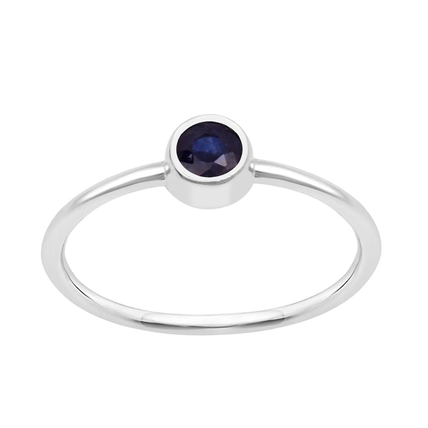 925 Sterling Silver Round 0.20 Ctw Blue Sapphire Women Engagement Ring
