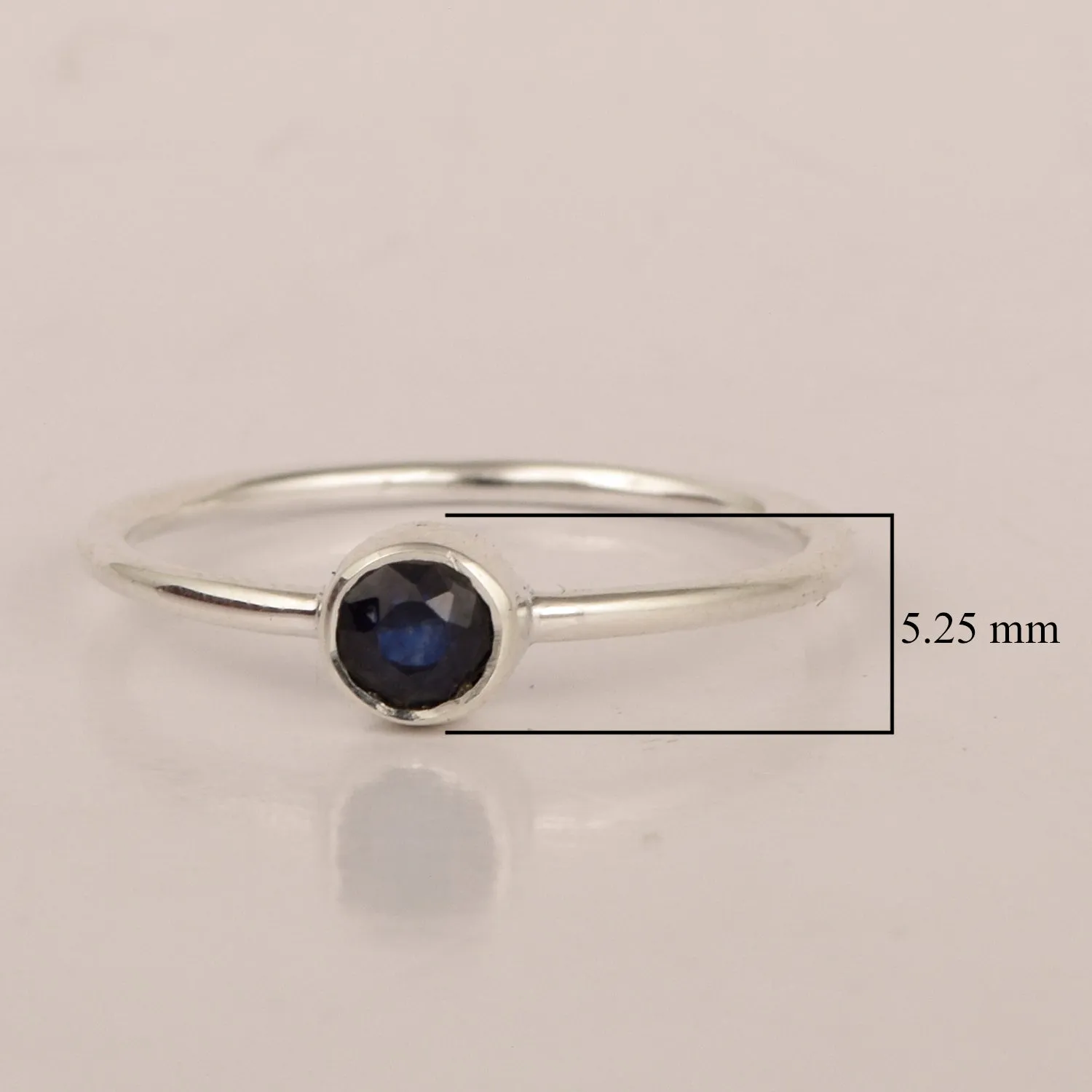 925 Sterling Silver Round 0.20 Ctw Blue Sapphire Women Engagement Ring