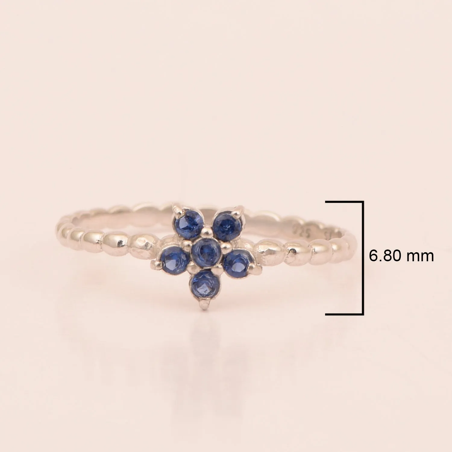 925 Sterling Silver Round 0.25 Ctw Blue Sapphire Stackable Women Ring
