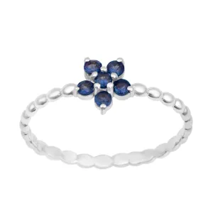 925 Sterling Silver Round 0.25 Ctw Blue Sapphire Stackable Women Ring