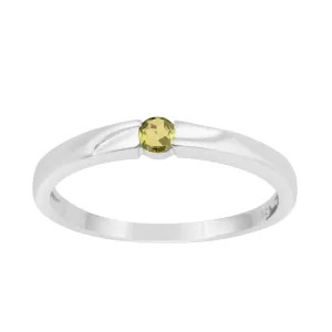 925 Sterling Silver Round 3MM Peridot Women Tiny Stackable Ring