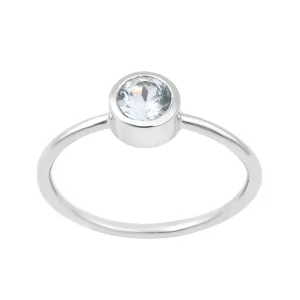 925 Sterling Silver Round 5mm 0.30 Ctw Aquamarine Women Engagement Ring