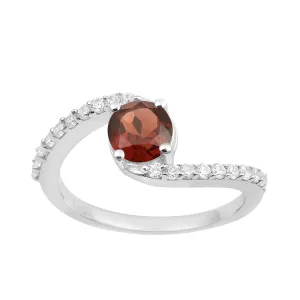925 Sterling Silver Round 5mm Garnet Women Wedding Ring