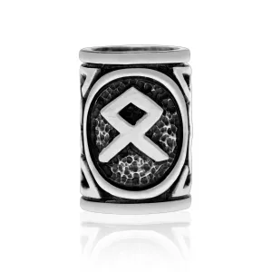 925 Sterling Silver Viking Beard Hair Bead with Rune Othala