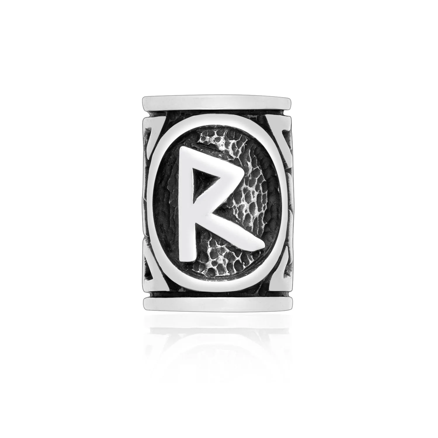 925 Sterling Silver Viking Beard Hair Bead with Rune Raidho