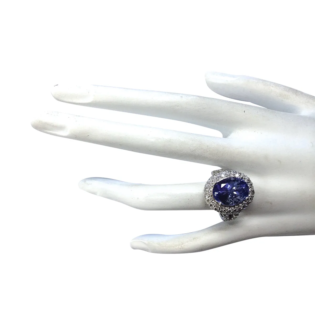 9.85 Carat Natural Tanzanite 14K White Gold Diamond Ring