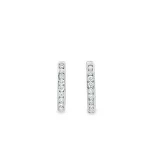 9ct White Gold Channel Set Lab Grown Diamond Hoop Earrings TDW 0.60ct
