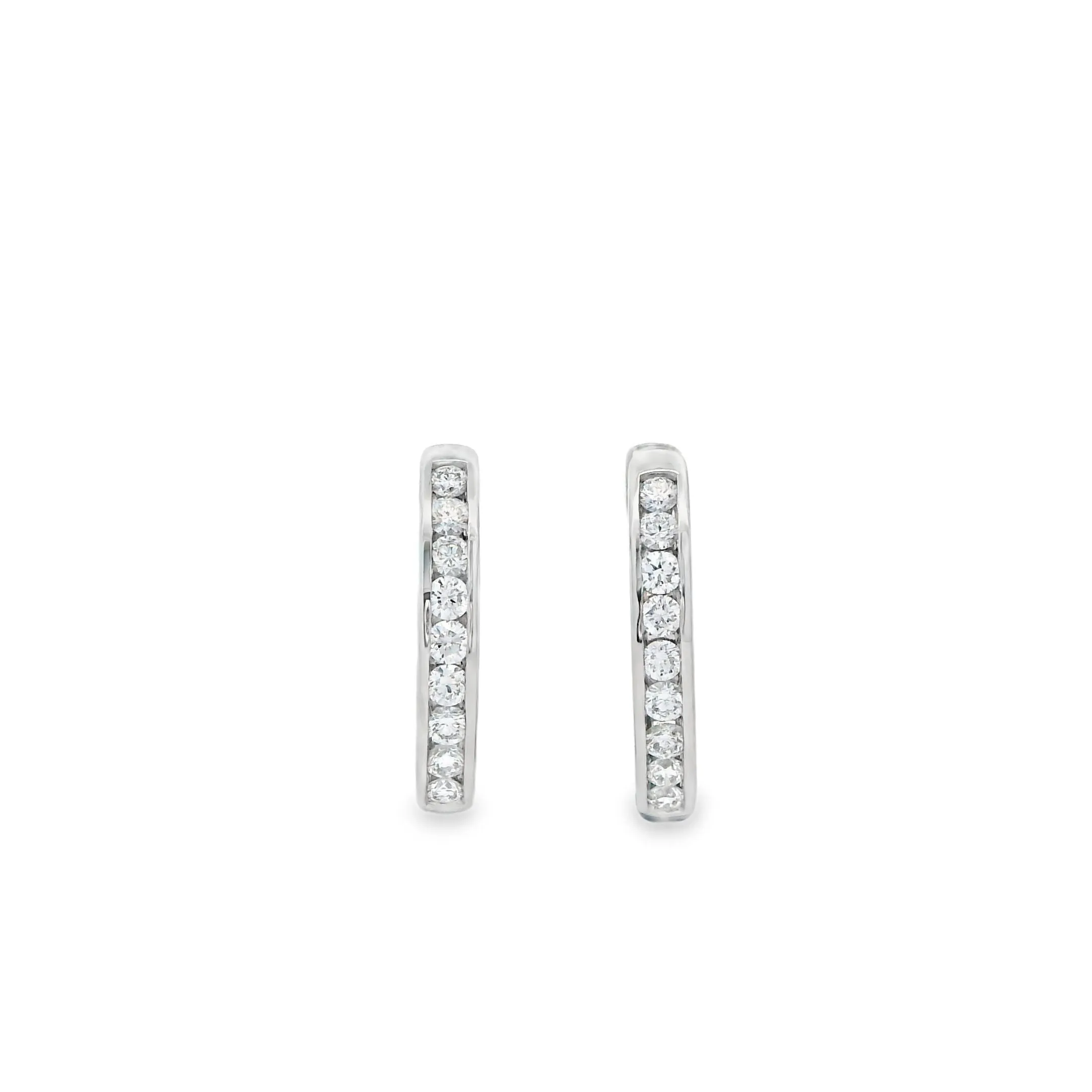 9ct White Gold Channel Set Lab Grown Diamond Hoop Earrings TDW 0.60ct