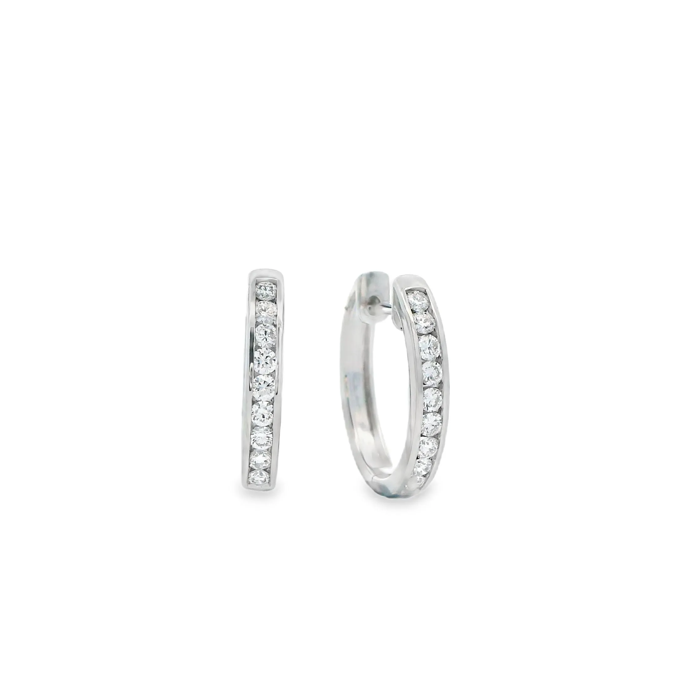 9ct White Gold Channel Set Lab Grown Diamond Hoop Earrings TDW 0.60ct