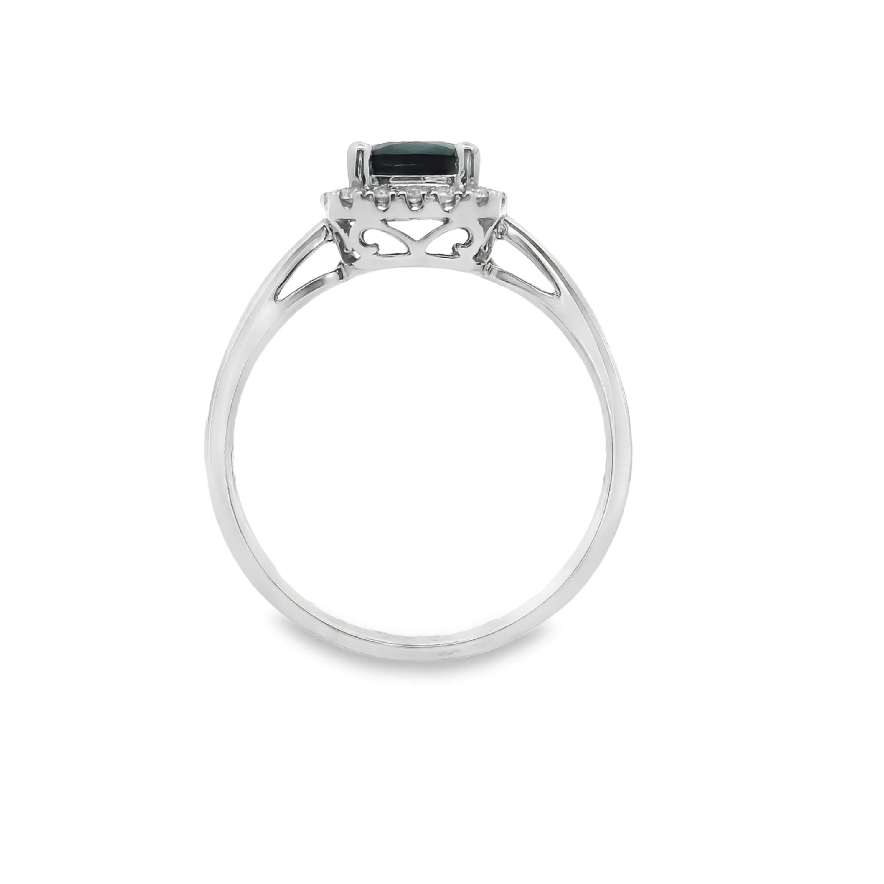 9ct White Gold Natural Sapphire And Diamond Halo Set Ring