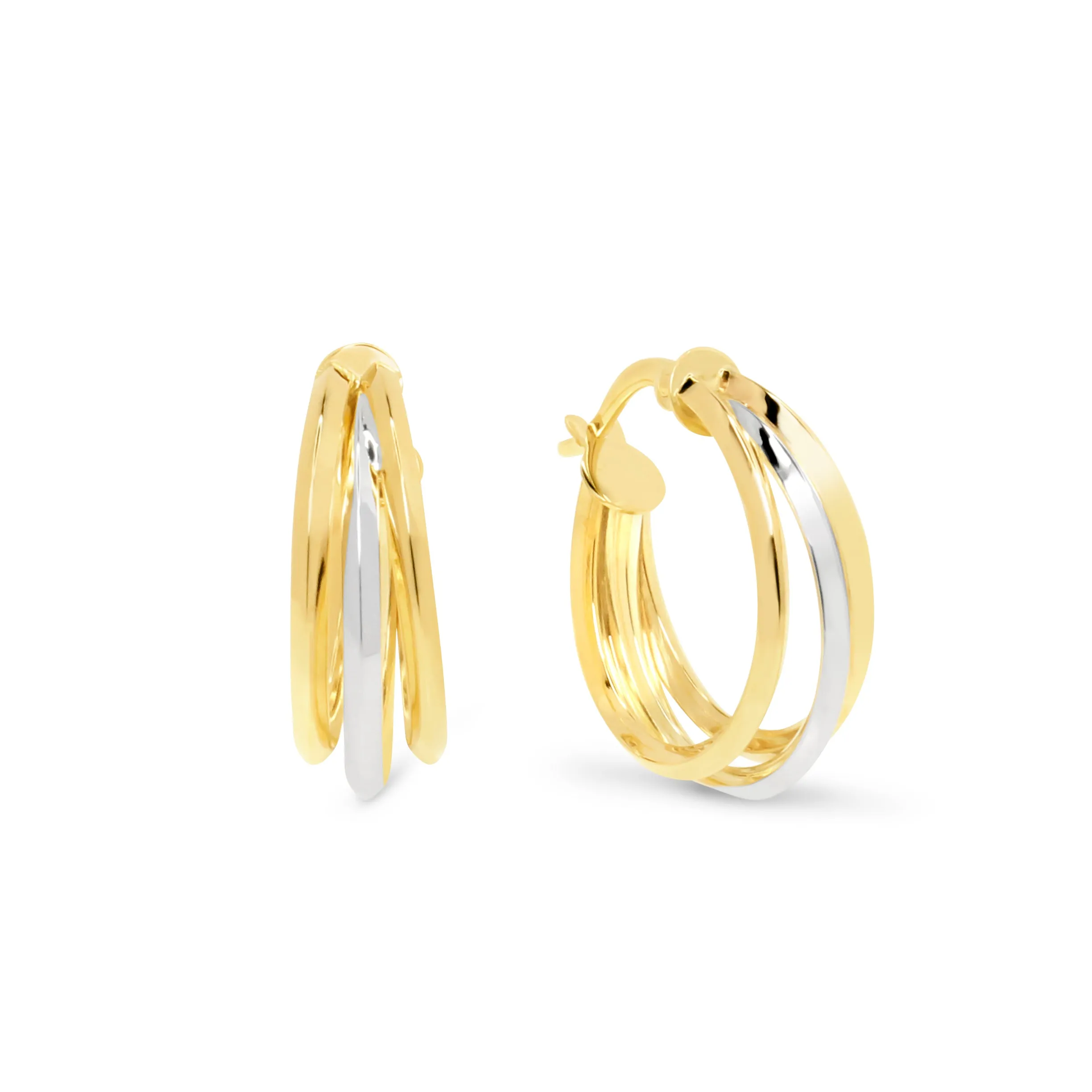 9ct Yellow and White Gold Two-Tone Multi Open Row Earrings GEAR341