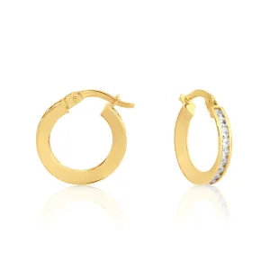 9ct Yellow Gold Cubic Zirconia Hoops 15mm GEAR300