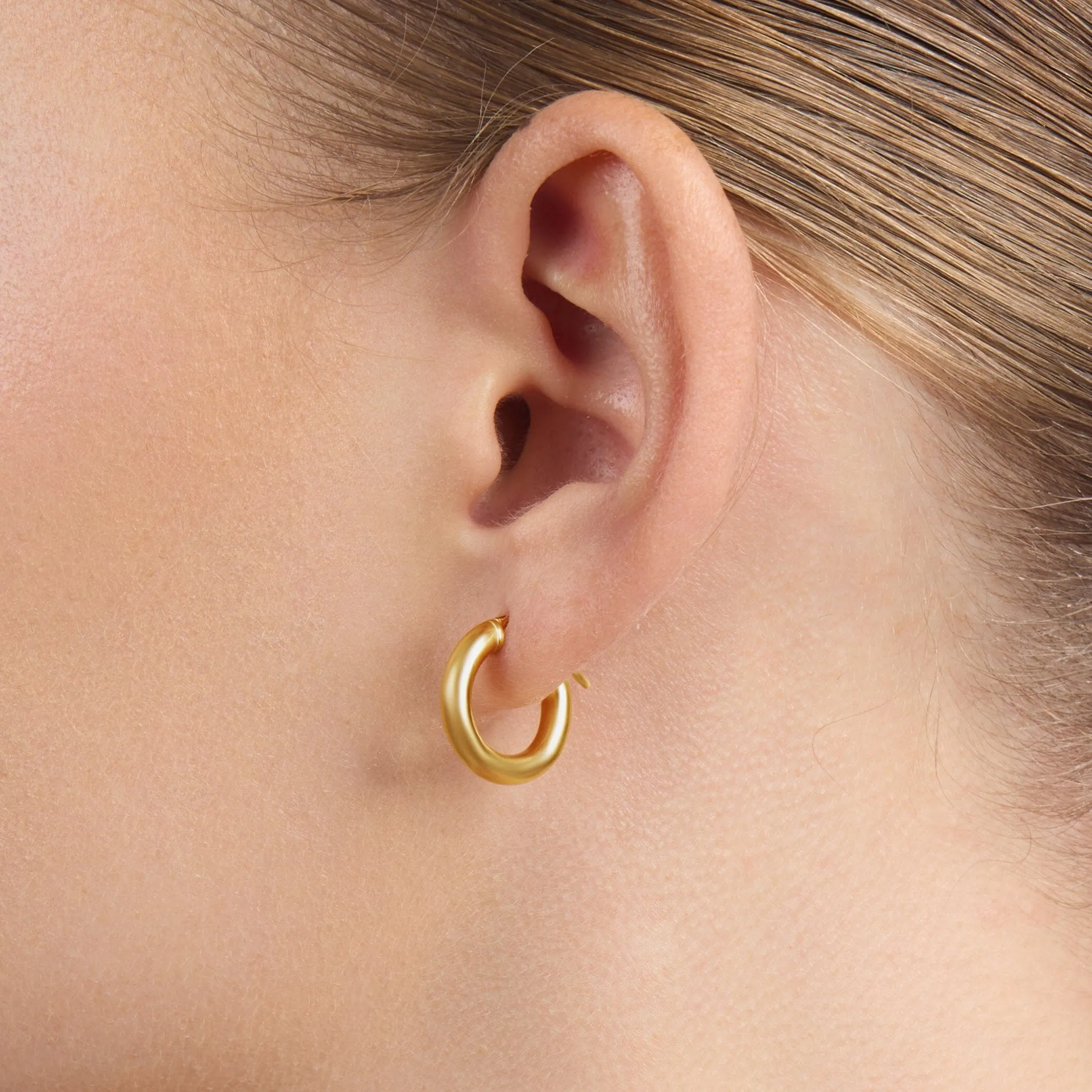 9ct Yellow Gold Silver Infused Hoop Earrings 10mm