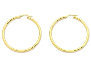 9ct Yellow Gold Silver Infused Hoop Earrings 40mm