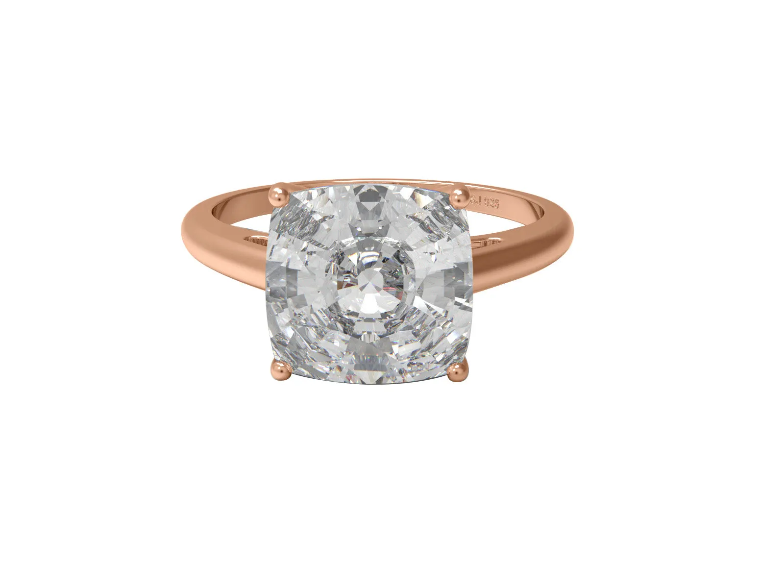 9MM Cushion Moissanite Diamond 925 Sterling Silver Solitaire Ring