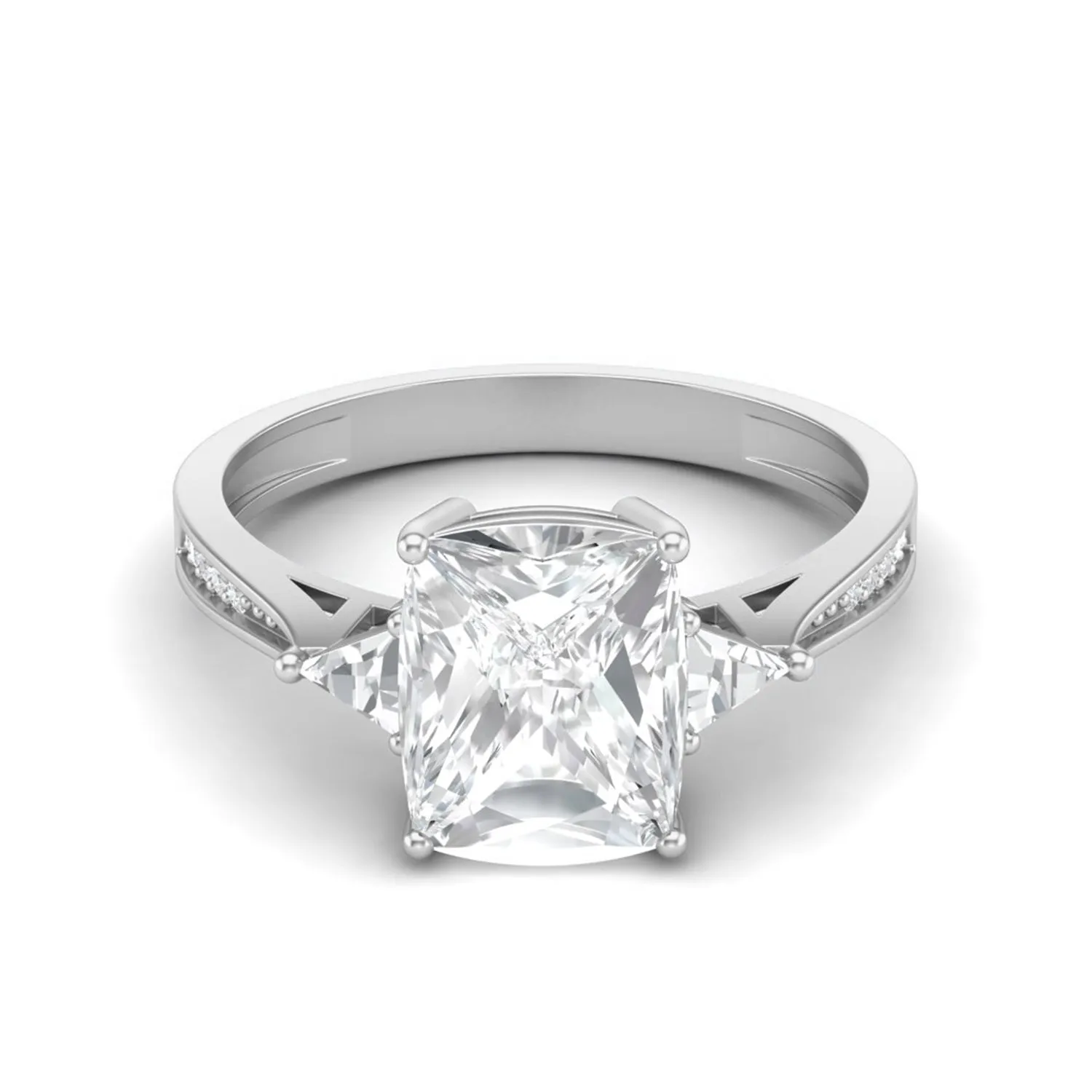 9X7 MM Cushion Shape Moissanite Solitaire Statement Ring