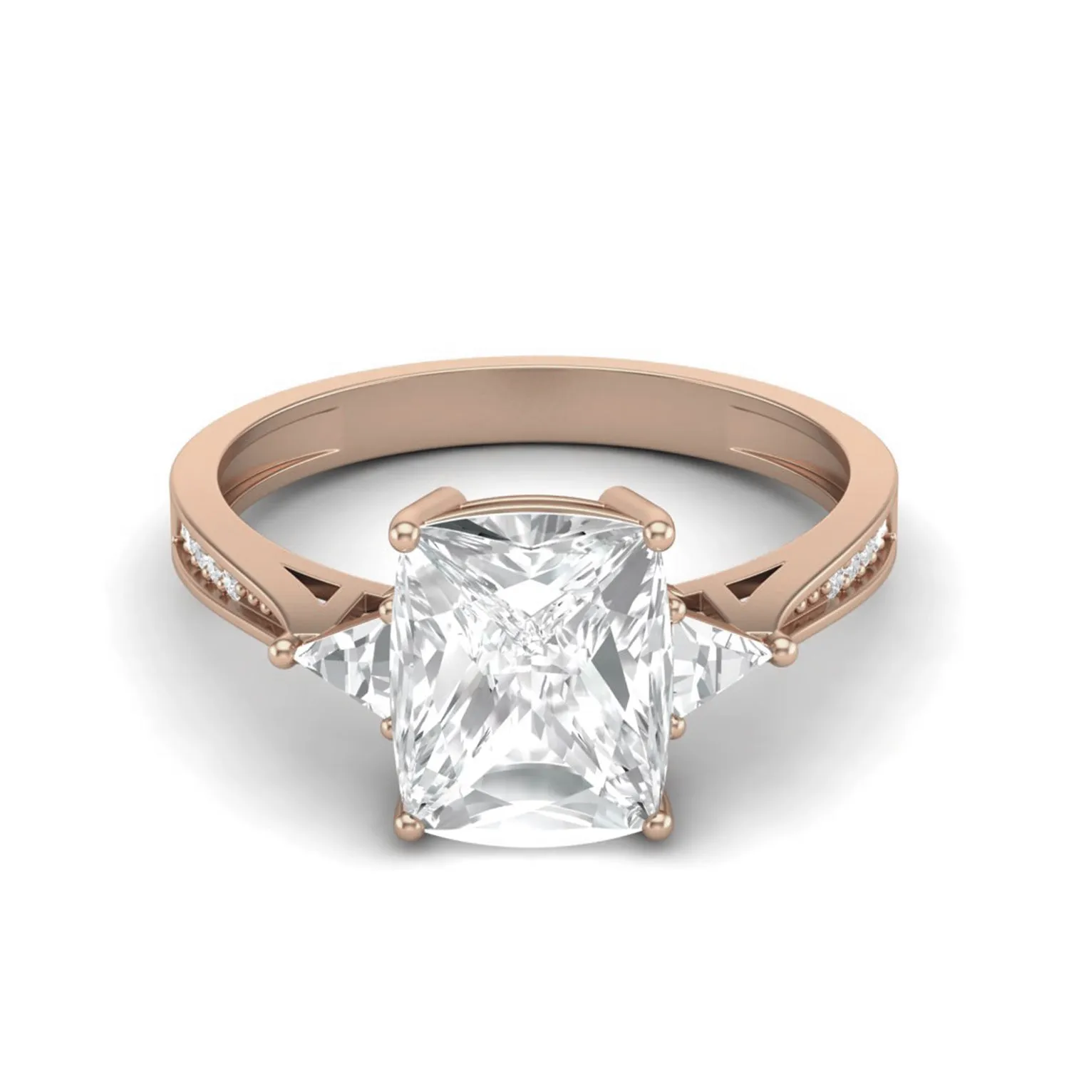 9X7 MM Cushion Shape Moissanite Solitaire Statement Ring